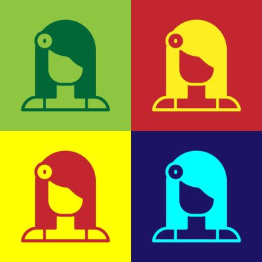 Pop art Portrait of Spanish woman icon isolated on color background. Vector.