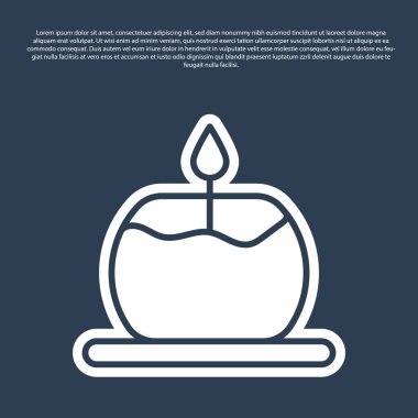 Mavi çizgi Aroma mum simgesi mavi arkaplanda izole edildi. Vektör.