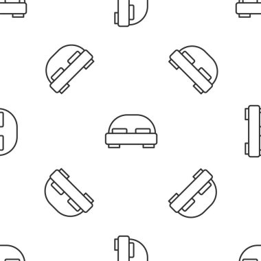 Gri çizgi. Beyaz arka planda iki ya da bir kişi için büyük yatak. Vektör.