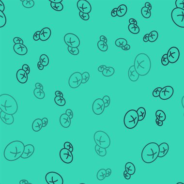 Siyah çizgi ekmek simgesi yeşil arka planda izole edilmiş pürüzsüz desen. Vektör.