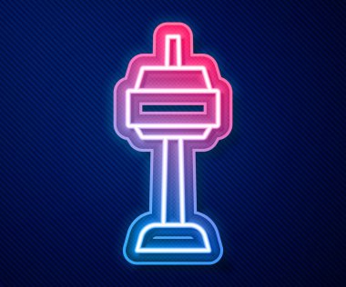 Glowing neon line N Seoul tower in South Korea icon isolated on blue background. Seoul tower, Namsan tower in korea. Vector.