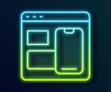 Parlayan neon hattı Yazılım, web geliştirici programlama kodu simgesi siyah arkaplanda izole edildi. Program kodunun rastgele bilgisayar betiği parçalarını Javascript et. Vektör.