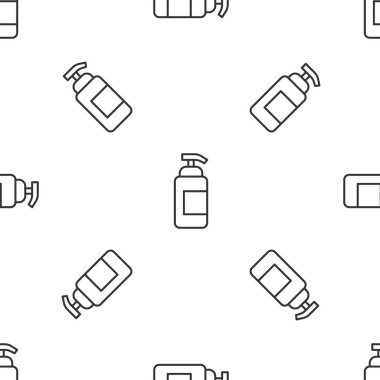 Gri çizgi, beyaz arka planda izole edilmiş sıvı antibakteriyel sabun. Antiseptik. Dezenfeksiyon, hijyen, cilt bakımı. Vektör.