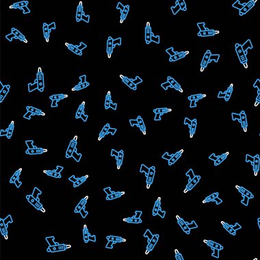 Hat Elektrik kablosuz tornavida simgesi siyah arkaplanda izole edilmiş. Elektrikli matkap. Tamir aleti. Vektör.