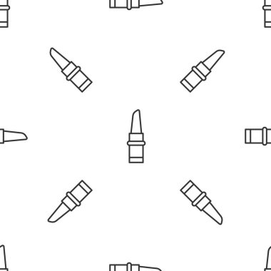 Grey line Lipstick icon isolated seamless pattern on white background. Vector.