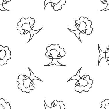 Grey line Nuclear explosion icon isolated seamless pattern on white background. Atomic bomb. Symbol of nuclear war, end of world. Vector.