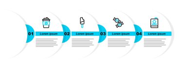 Set line Cookbook Candy Ice cream and Coffee cup to go icon. Vector.