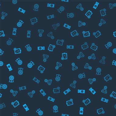 Set Basketball game ticket, medal, Planning strategy and award on seamless pattern. Vector.