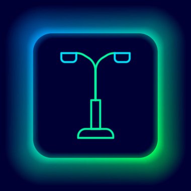 Parlayan neon hattı sokak ışık sistemi simgesi siyah arkaplanda izole edildi. Renkli taslak konsepti. Vektör.