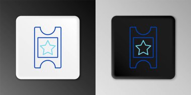 Çizgi sinema bileti simgesi gri arkaplanda izole edildi. Renkli taslak konsepti. Vektör.