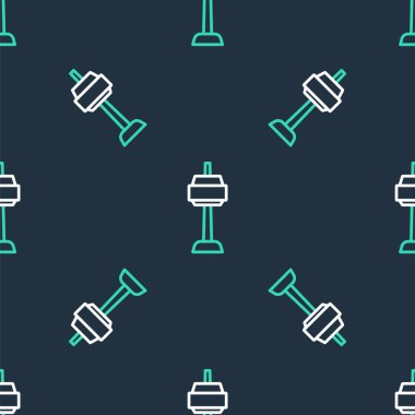 Line N Seoul tower in South Korea icon isolated seamless pattern on black background. Seoul tower, Namsan tower in korea. Vector.