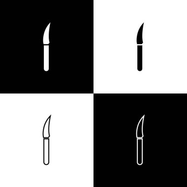Bıçak simgesini siyah beyaz arkaplanda ayır. Çatal bıçak sembolü. Vektör İllüstrasyonu.