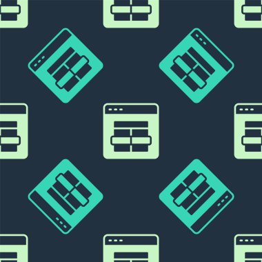 Green and beige MySQL code icon isolated seamless pattern on blue background. HTML Code symbol for your web site design. Vector.