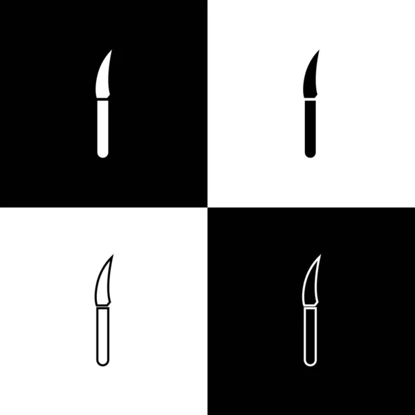 黒と白の背景にナイフアイコンをセットします かわいいシンボル ベクターイラスト — ストックベクタ