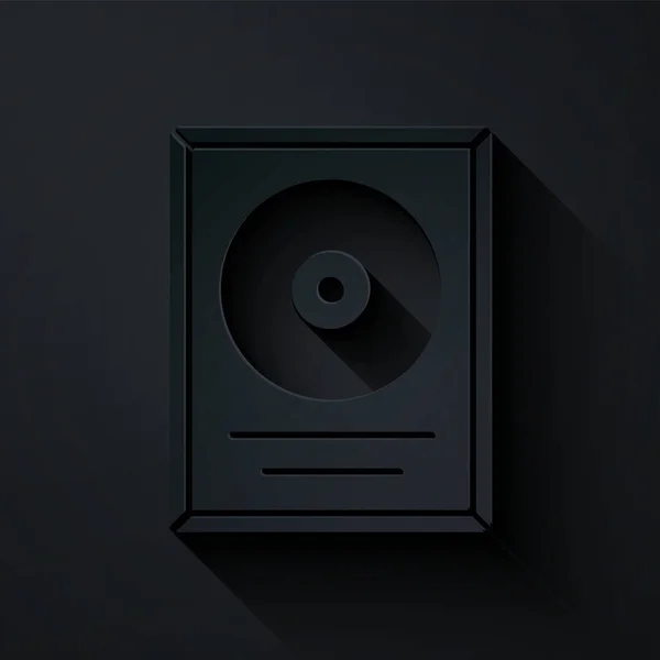 Premio Disco Corte Papel Icono Marco Aislado Sobre Fondo Negro — Vector de stock