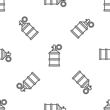 Grey line Hand smoke grenade icon isolated seamless pattern on white background. Bomb explosion. Vector.