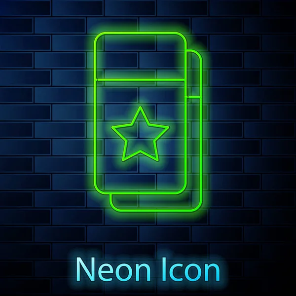 Žhnoucí Neonovou Linku Ikona Lístku Kina Izolované Cihlové Zdi Pozadí — Stockový vektor