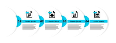 Set line MOV file document AI MAX and WAV icon. Vector.