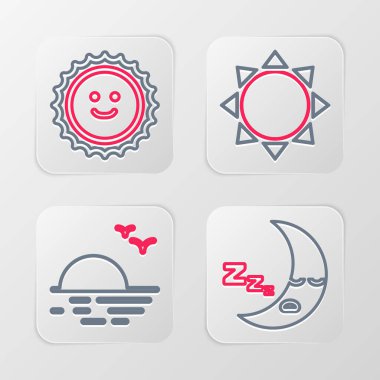 Set line Moon icon Sunset and icon. Vector.