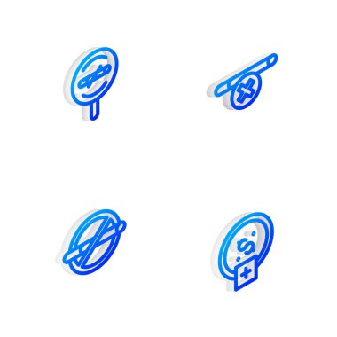 Set Isometric line No smoking, , and Stop money saving icon. Vector.
