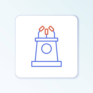 Çizgi Sahnesi veya tartışma kürsüsü simgesi beyaz arka planda izole edildi. Konferans konuşma tribünü. Renkli taslak konsepti. Vektör.