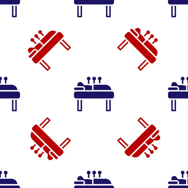 Blue and red Acupuncture therapy icon isolated seamless pattern on white background. Chinese medicine. Holistic pain management treatments. Vector.