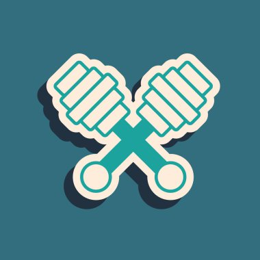 Yeşil Bal Çubuğu simgesi yeşil arka planda izole edildi. Tatlı kepçe. Uzun gölge tarzı. Vektör.