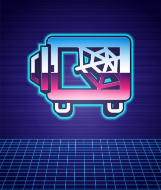 Retro biçimi Güvenli simgesi gelecekten izole edilmiş manzara arka planı. Kapı, şifreli bir banka kasası. Güvenilir Veri Koruma. 80 'lerin moda partisi. Vektör.