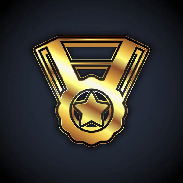 Icono Medalla Oro Aislado Sobre Fondo Negro Símbolo Ganador Vector — Vector de stock