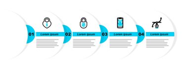 Bezier eğrisi hareketini ayarla ve yüz yüze para kilidi ve Castle kalp ikonu şeklinde. Vektör.