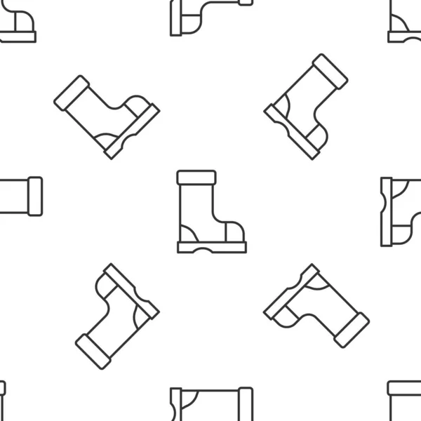 Grey Line Waterproof Rubber Boot Icon Isolated Seamless Pattern White — 图库矢量图片