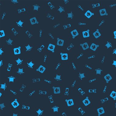 Blender Barbekü Çatal Şef 'in şapkası ve pişirme kabını kusursuz desene ayarlayın. Vektör.