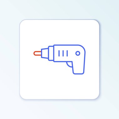 Kablosuz hat tornavida simgesi beyaz arkaplanda izole edildi. Elektrikli matkap. Tamir aleti. Renkli taslak konsepti. Vektör.