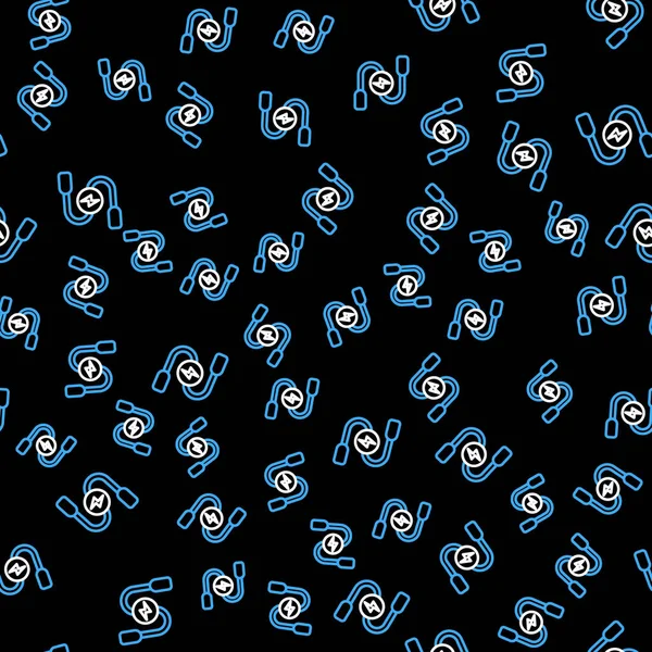 Line Car pili jumper güç kablosu simgesi siyah arka planda izole edilmiş. Vektör.