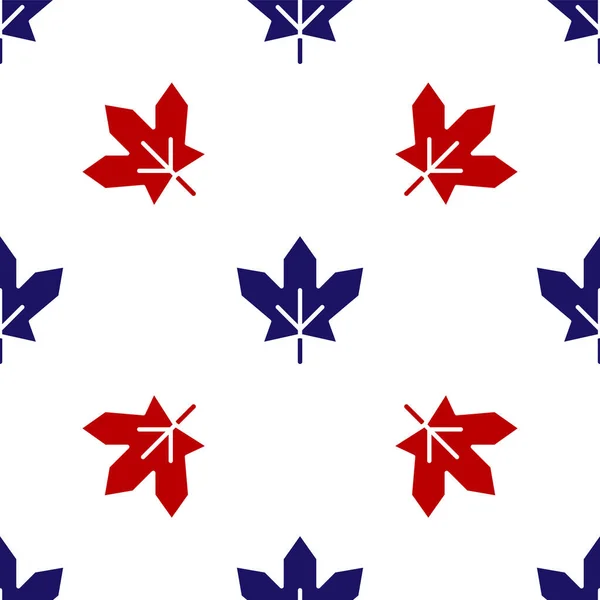 Blaues Und Rotes Kanadisches Ahornblatt Symbol Isoliert Nahtloses Muster Auf — Stockvektor