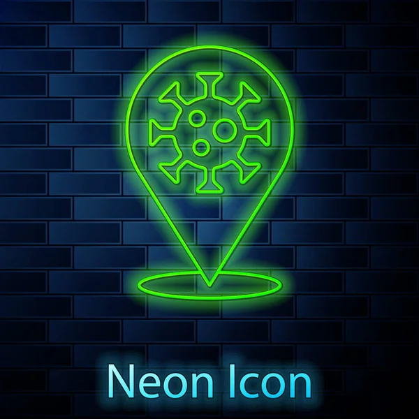 Žhnoucí Neonová Linie Corona Virus 2019 Ncov Místě Ikona Izolované — Stockový vektor