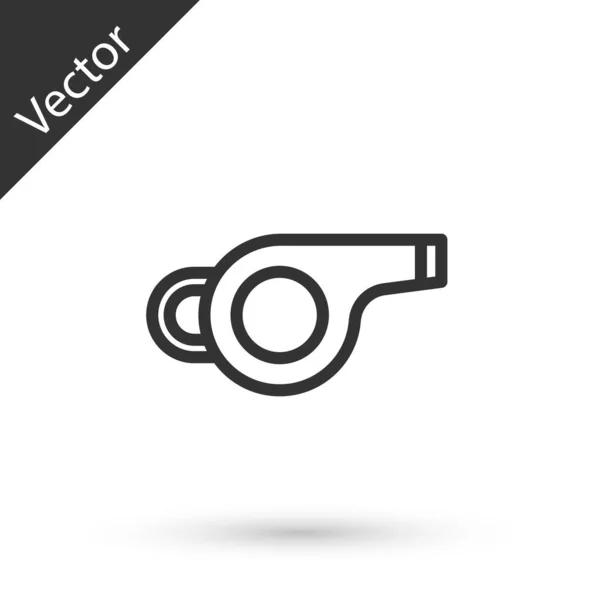 Línea Gris Silbato Icono Aislado Sobre Fondo Blanco Símbolo Árbitro — Vector de stock