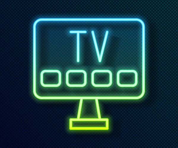 Parlayan Neon Hattı Akıllı Simgesi Siyah Arkaplanda Izole Edildi Televizyon — Stok Vektör
