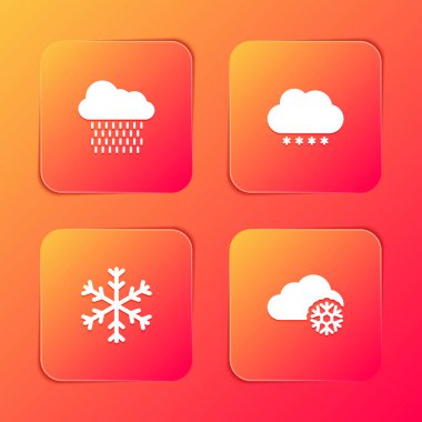 Bulut 'u yağmur, kar, kar, kar taneleri ve ikonla donatın. Vektör.