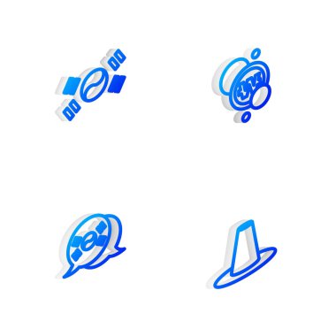 Güney Kore para, bayrak ve şapka ikonu kazandı. Vektör.