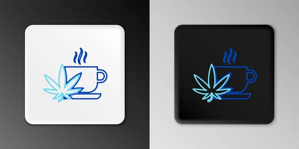 Line Cup Tea Marihuána Vagy Cannabis Levél Ikon Elszigetelt Szürke — Stock Vector