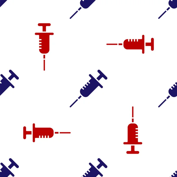 Kék Piros Fecskendő Ikon Elszigetelt Zökkenőmentes Minta Fehér Háttér Vakcina — Stock Vector