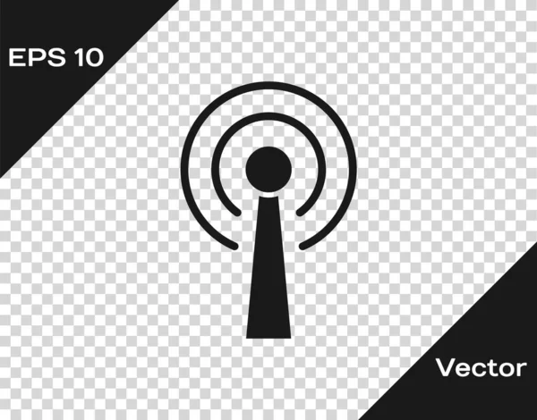 Icono Antena Negra Aislado Sobre Fondo Transparente Antena Radio Inalámbrica — Vector de stock