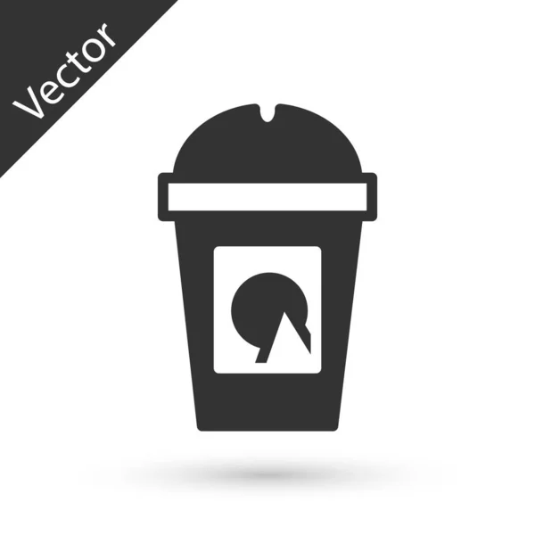 Ceașcă Cafea Gri Pentru Merge Icon Izolat Fundal Alb Amprenta — Vector de stoc