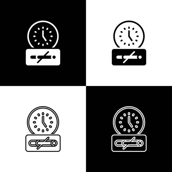 Set Smoking Time Icon Isolato Sfondo Bianco Nero Fumo Sigaretta — Vettoriale Stock
