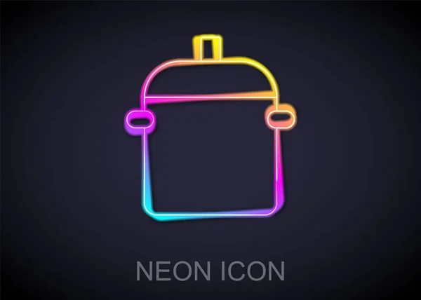 Žhnoucí Neonová Čára Ikona Hrnce Vaření Izolované Černém Pozadí Vařit — Stockový vektor