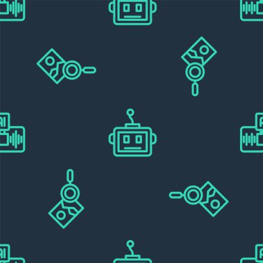 Çizgiyi yapay zeka robot fotoğraf rötuşlama ve yapay zekayı kusursuz desen üzerine ayarla. Vektör.