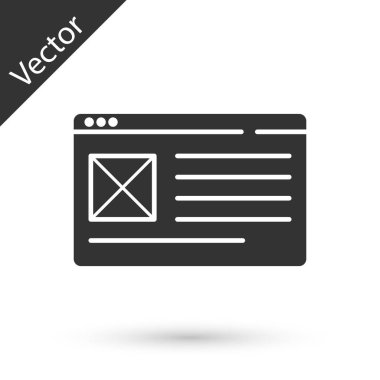 Gri Tarayıcı pencere simgesi beyaz arkaplanda izole edildi. Vektör.