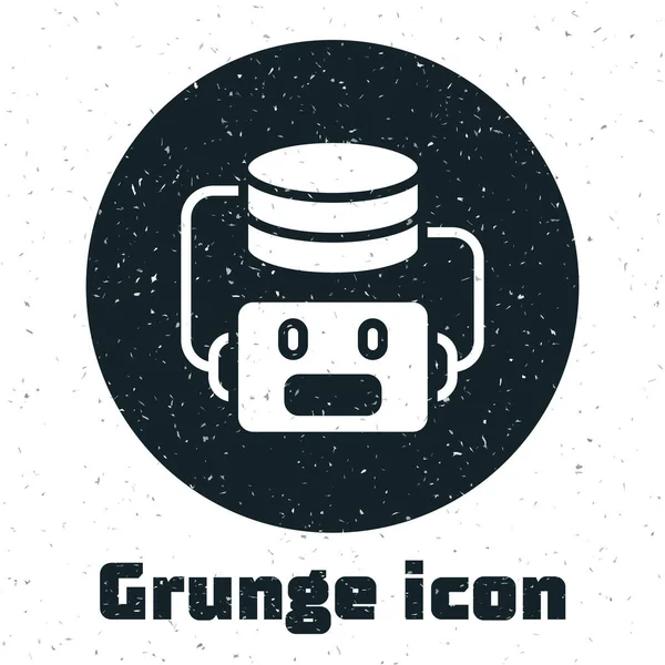 Grunge Icono Robot Inteligencia Artificial Aislado Sobre Fondo Blanco Aprendizaje — Vector de stock