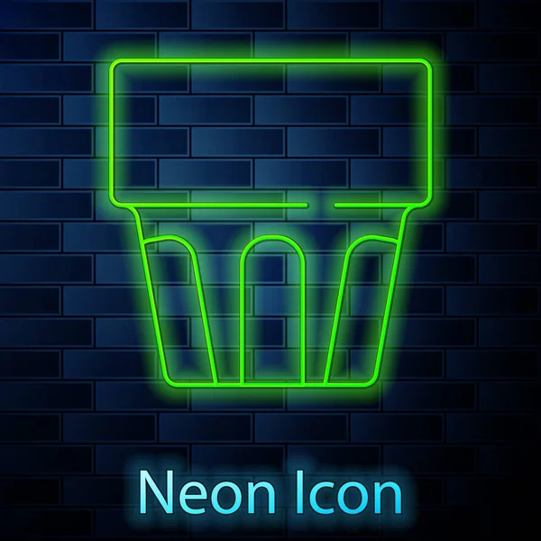 Leuchtendes Neon Linienglas Mit Wassersymbol Isoliert Auf Backsteinwand Hintergrund Soda — Stockvektor